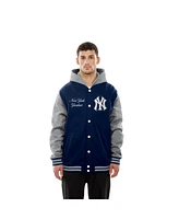 New Era Men's Navy York Yankees Throwback Prep Full-Snap Hoodie Jacket