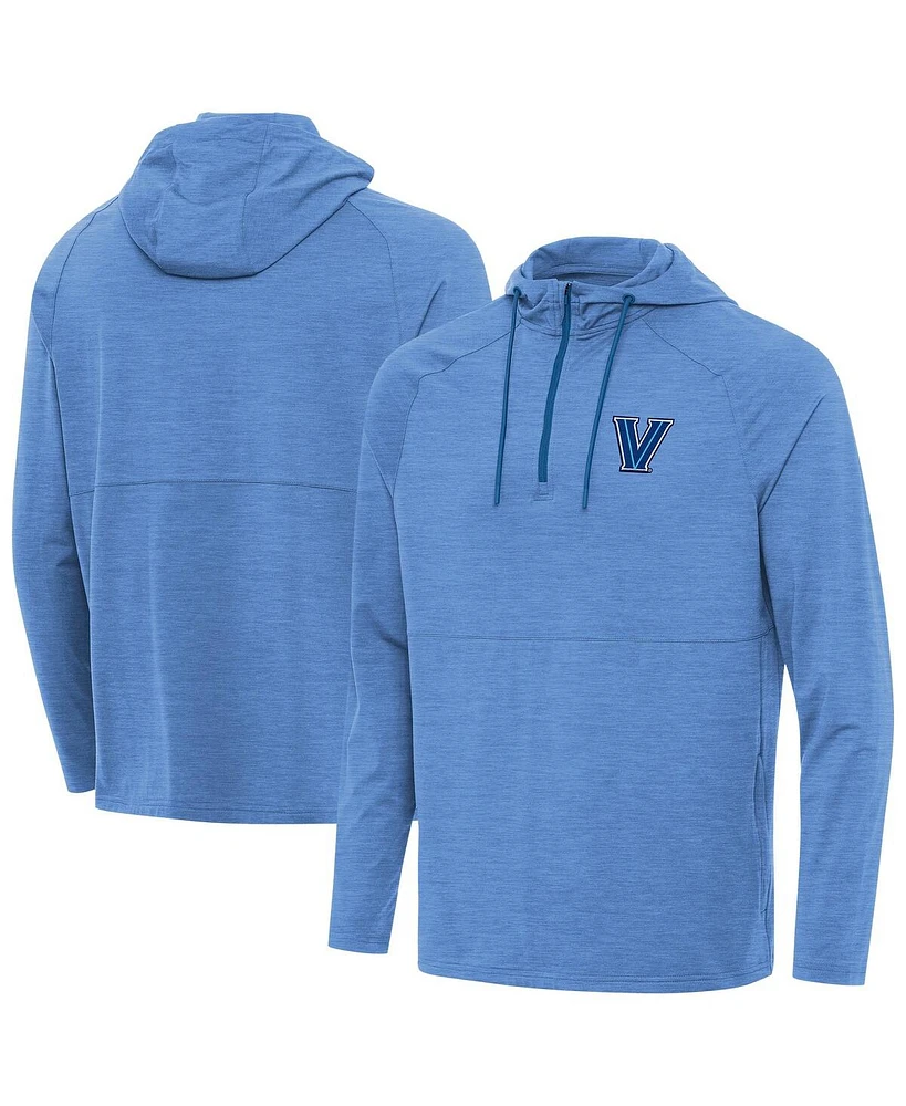 Antigua Men's Heather Powder Blue Villanova Wildcats Spikes Quarter-Zip Hoodie