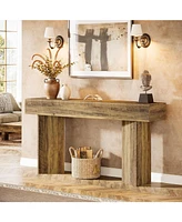 Tribesigns 63-Inch Farmhouse Console Table, Narrow Long Sofa Table Behind Couch, Wood Entry Console for Entryway, Living Room, Foyer, Rustic Brown