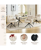 Dyhome Dining Chairs Set of 2, Mid Century Modern Swivel with Arm, Upholstered Accent Chair for Kitchen Living Room, Metal B