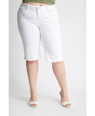 Slink Jeans Plus Color Mid Rise Bermuda shorts with side vents 15" inseam