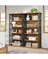 Tribesigns 6-Tier Tall Bookshelf Set of 2, 71" Industrial Bookcase with Metal Frame, Freestanding Open Storage Shelves for Home Office, Living Room, B