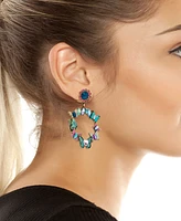 Betsey Johnson Faux Stone Boho Butterfly Gem Hoop Earrings