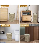 Boho 2-in-1 Trash Can and Hamper, 2.6 Gallon, Rattan, Press-Top Lid