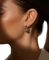 Eliot Danori Silver-Tone Small Cubic Zirconia Triangle C-Hoop Earrings, 0.87", Exclusively at Macy's