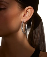 Eliot Danori Silver-Tone Medium Cubic Zirconia C-Hoop Earrings, 1.87", Exclusively at Macy's