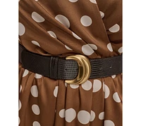 Donna Kaaran New York Plus Polka-Dot Belted Midi Dress