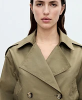 Mango Women's Double-Breasted Cropped Trench Jacket