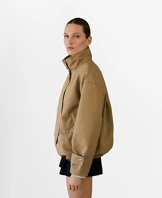 Mango Women's Gathered Hem Cotton Parka Jacket