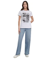 Dkny Jeans Women's Embellished Graphic Print Crewneck T-Shirt - WHB