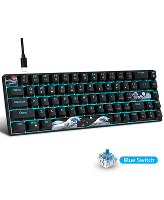 Wired 60% Mechanical Gaming Keyboard, Blue Switch 61 Key Keyboard with Rgb Backlit and Ultra-Compact