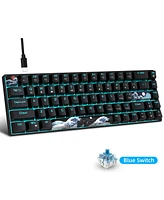Wired 60% Mechanical Gaming Keyboard, Blue Switch 61 Key Keyboard with Rgb Backlit and Ultra-Compact