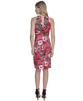 Eliza J Women's Printed Side-Pleat Sleeveless Sheath Dress