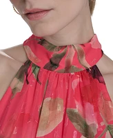 Eliza J Petite High-Neck Sleeveless Tie-Waist Dress