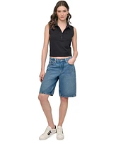 Dkny Jeans Women's High Rise Relaxed Cotton Denim Bermuda Shorts - OED