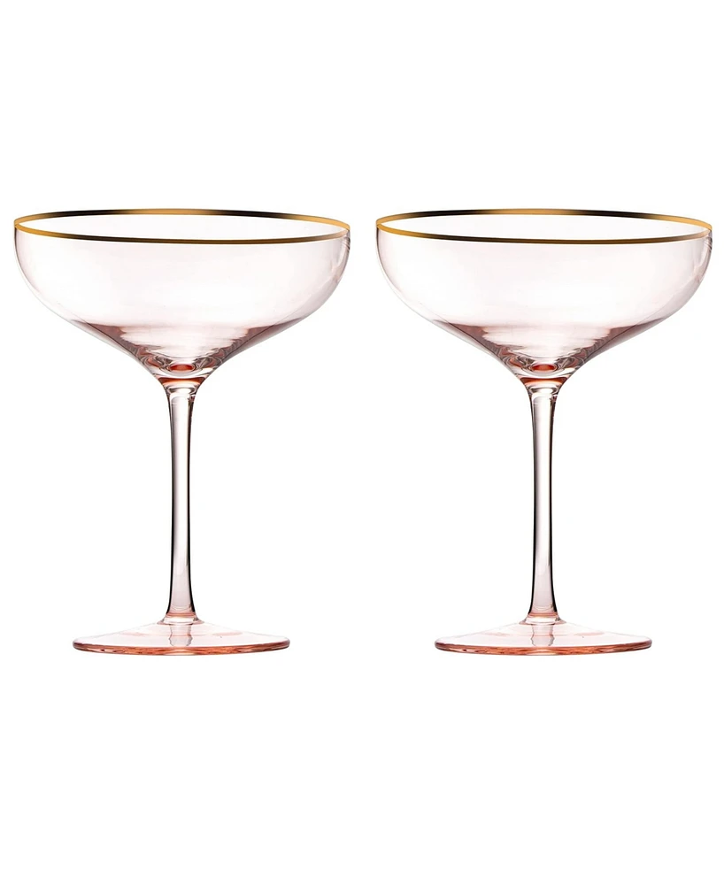 The Wine Savant Gilded Rim Coupe Glasses, Set of 2