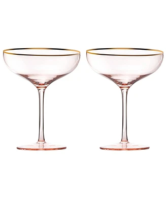The Wine Savant Gilded Rim Coupe Glasses, Set of 2