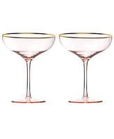 The Wine Savant Gilded Rim Coupe Glasses, Set of 2