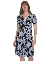Tommy Hilfiger Women's V-Neck Ruched-Sleeve Dress