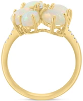 Effy Ethiopian Opal & Diamond (1/4 ct. t.w.) Flower Statement Ring in 14k Yellow Gold