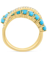 Effy Turquoise (5x3mm) & Diamond (1/4 ct. t.w.) Statement Ring in 14k Yellow Gold