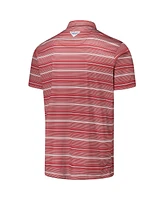 Columbia Men's Cardinal Arkansas Razorbacks Pfg Super Terminal Tackle Omni-Shade Stripe Polo Shirt