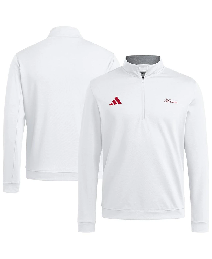Adidas Men's White Indiana Hoosiers Elevated Quarter-Zip Jacket
