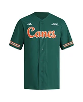 Adidas Men's Green Miami Hurricanes Reversible Retro Full-Button Baseball Jersey