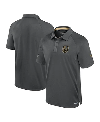 Fanatics Men's Gray Vegas Golden Knights Authentic Pro Rink Polo Shirt