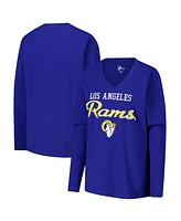 G-iii 4Her by Carl Banks Women's Royal Los Angeles Rams Post Season Long Sleeve V-Neck T-Shirt