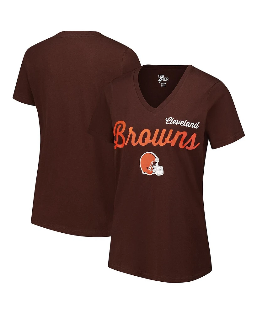 G-iii 4Her by Carl Banks Women's Brown Cleveland Browns Post Season V-Neck T-Shirt