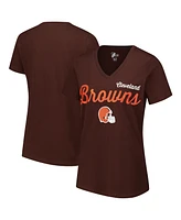 G-iii 4Her by Carl Banks Women's Brown Cleveland Browns Post Season V-Neck T-Shirt