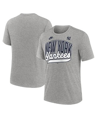 Nike Men's Heather Gray New York Yankees Cooperstown Collection Retro Tri-Blend T-Shirt