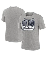 Nike Men's Heather Gray New York Yankees Cooperstown Collection Retro Tri-Blend T-Shirt