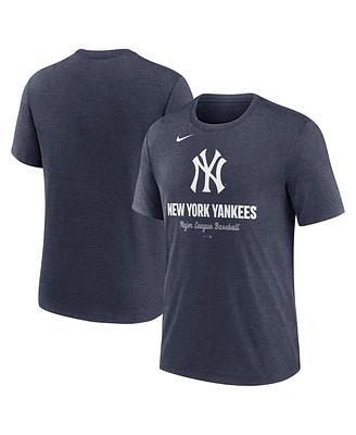Nike Men's Heather Navy New York Yankees Logo Tri-Blend T-Shirt
