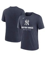 Nike Men's Heather Navy New York Yankees Logo Tri-Blend T-Shirt