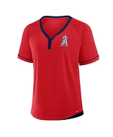 Fanatics Women's Red Los Angeles Angels League Diva Star Raglan V-Neck T-Shirt