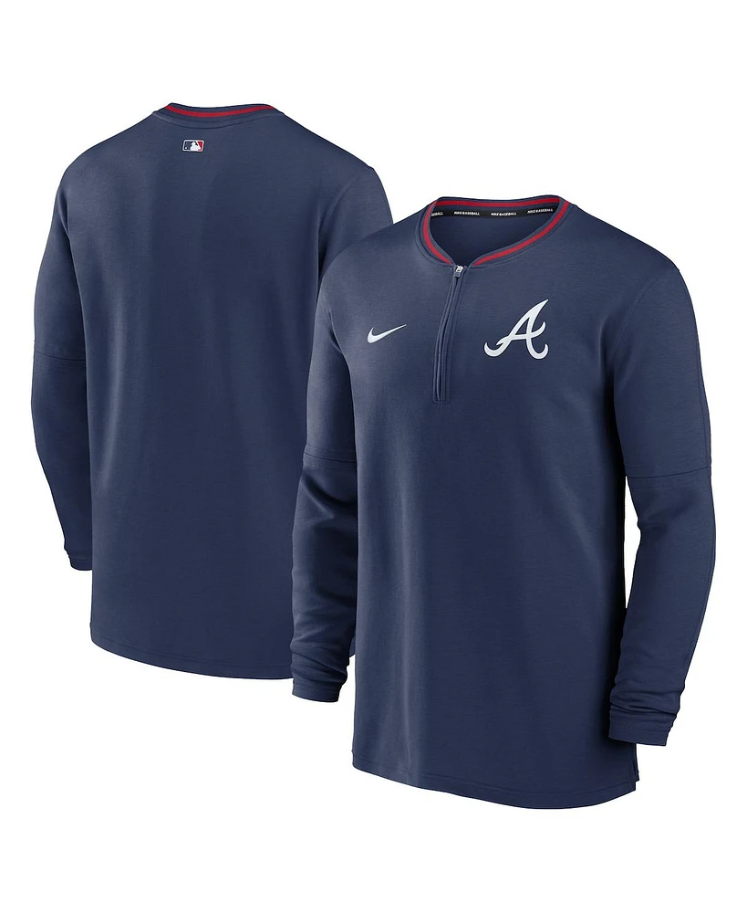 Nike Men's Navy Atlanta Braves Authentic Collection Performance Half-Zip Top