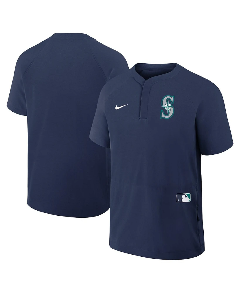 Nike Men's Navy Seattle Mariners Authentic Collection Raglan Short Sleeve Windshirt