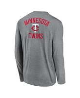 Nike Men's Heather Charcoal Minnesota Twins 2-Hit Legend Performance Long Sleeve T-Shirt