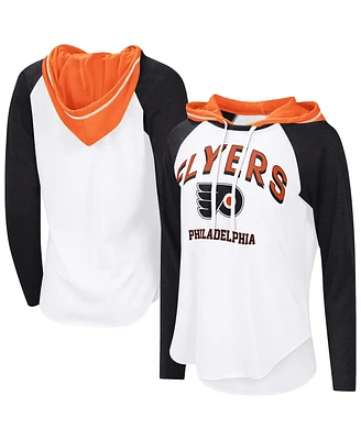 G-iii 4Her by Carl Banks Women's White Philadelphia Flyers Vip Raglan Long Sleeve Hoodie T-Shirt