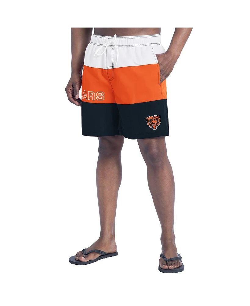 G-iii Sports by Carl Banks Men's Navy/Orange Chicago Bears Sunrise Volley Swim Shorts