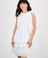 Robbie Bee Women's Bow-Neck Tiered Sleeveless Dress
