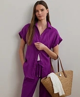 Lauren Ralph Petite Relaxed-Fit Linen Short-Sleeve Shirt