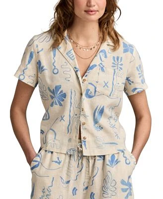 Lucky Brand Womens Printed Camp Shirt Shorts