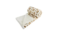 Happycare Tex Ultra soft cozy Flannel Paw Print & Sherpa pet Blanket