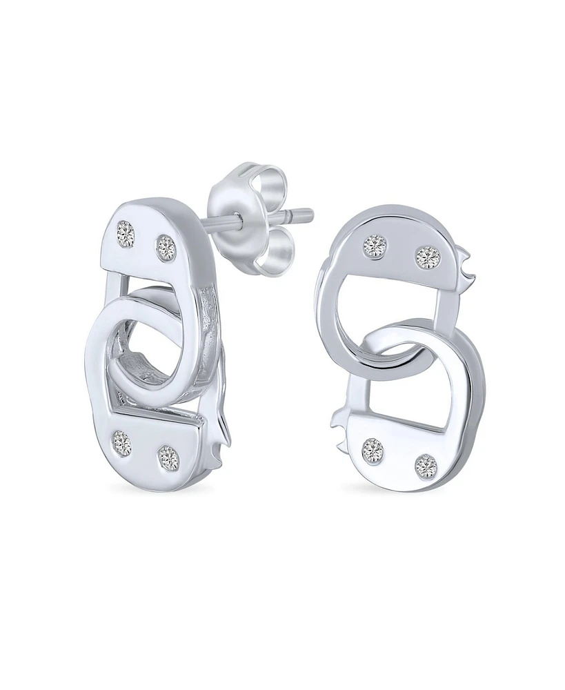 Bling Jewelry Urban Couples Partners Forever Secret Shades Cz Accent Dangle Handcuff Stud Earrings .925 Sterling Silver