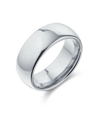 Bling Jewelry Plain Simple Wide Dome Silver Black Gold Plated Titanium Band Ring Comfort Fit 8MM