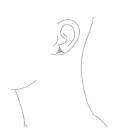 Bling Jewelry Triangle Shape Cubic Zirconia Cz Trillion Cut Stud Earrings Yellow Gold Plated .925 Sterling Silver 3 Prong Set