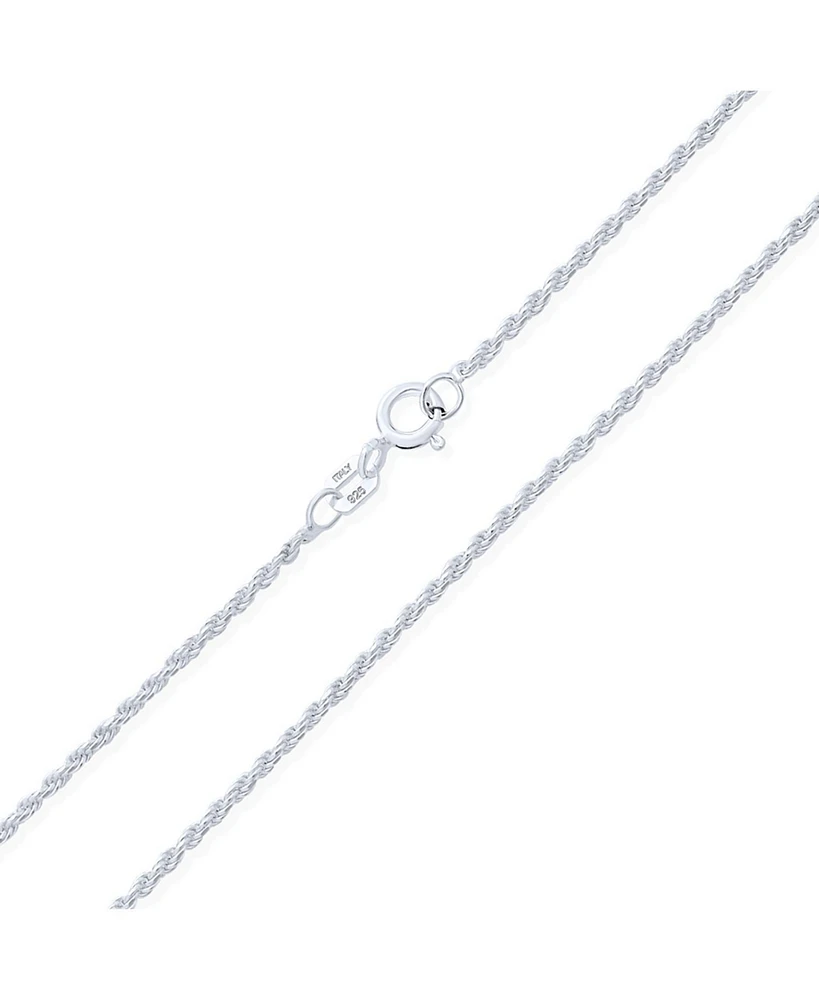 Bling Jewelry Thin 2MM 030 Gauge Strong .925 Sterling Silver Rope Link Chain Necklace